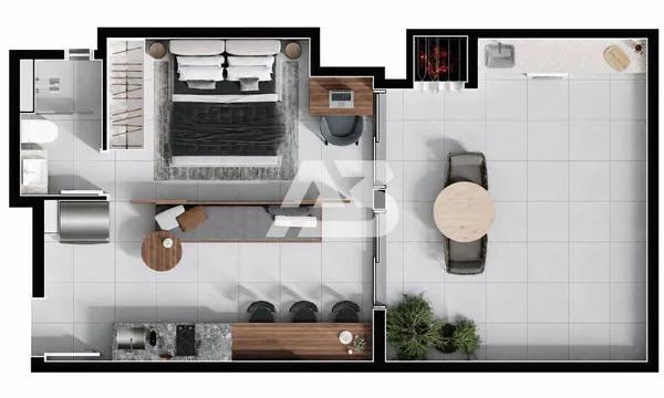 REVENDA - Apartamento com 1 dormitório à venda, 46 m² por R$ 510.000 - Água Verde - Curitiba/PR